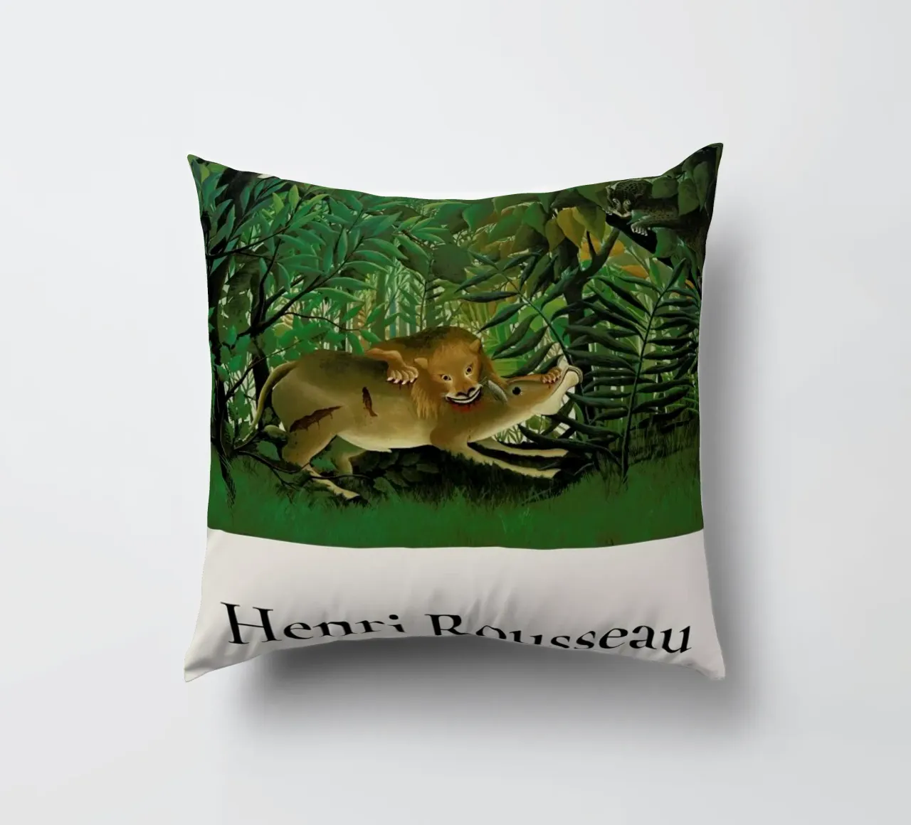 Rousseau - The Hungry Lion cuscino da ARTOTHEK