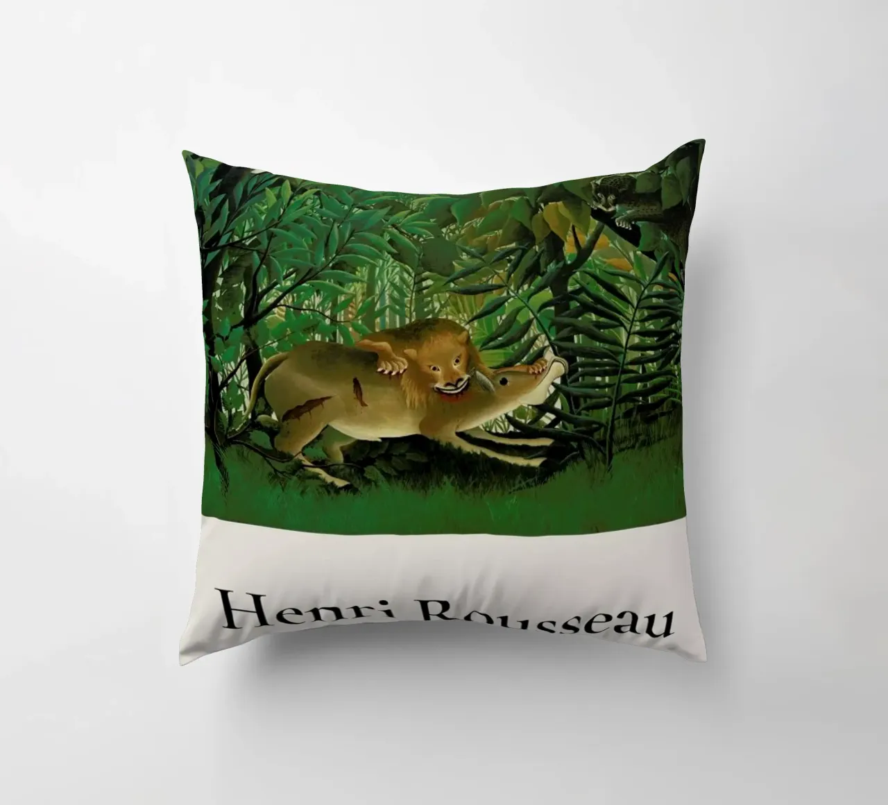 Rousseau - The Hungry Lion cuscino da ARTOTHEK