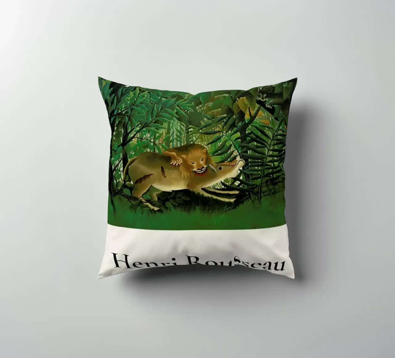 Rousseau - The Hungry Lion cuscino da ARTOTHEK