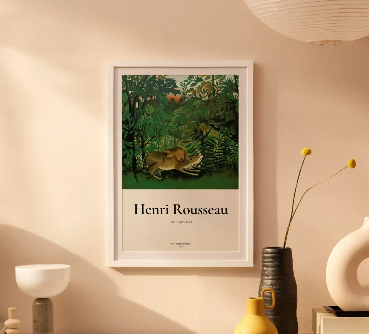 Rousseau - The Hungry Lion poster con telaio in alluminio da ARTOTHEK