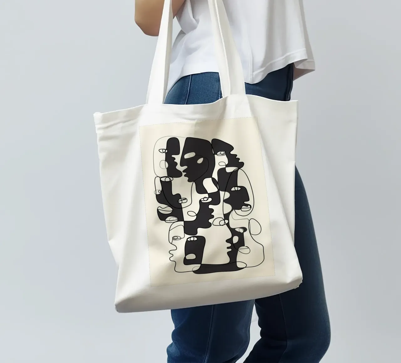 Abstract Faces 2 borsa in juta da Flow Line