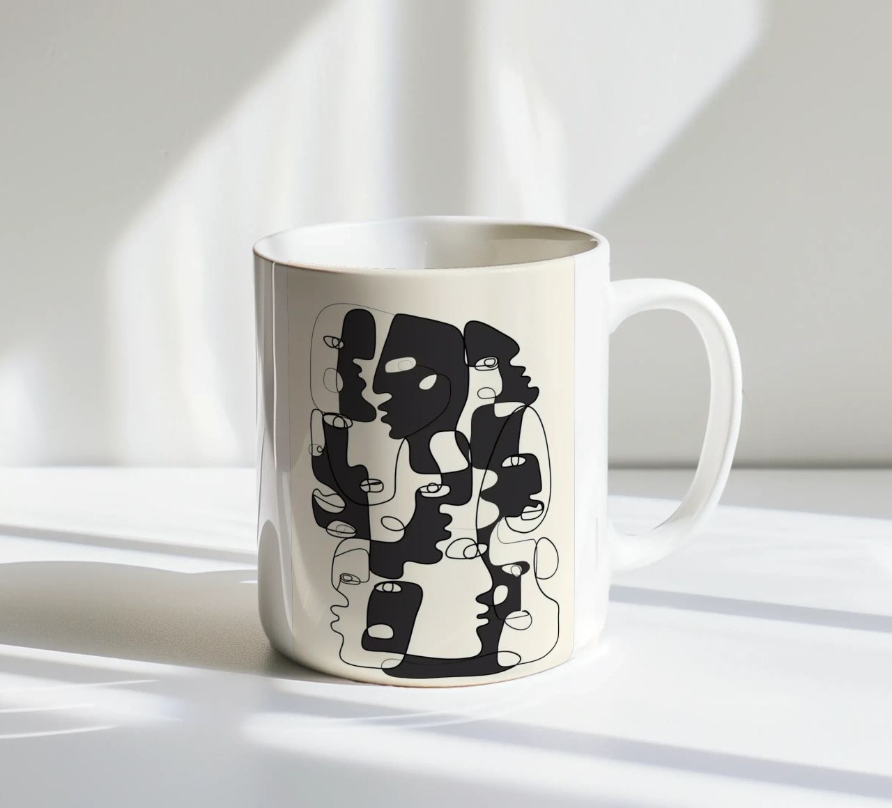 Abstract Faces 2 tazza in ceramica da Flow Line