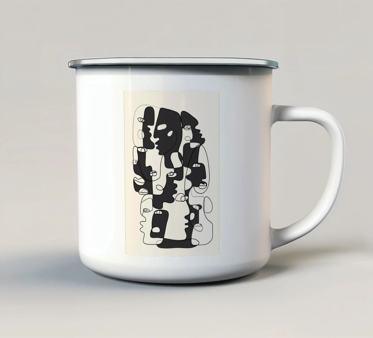 Abstract Faces 2 tazza in smalto da Flow Line