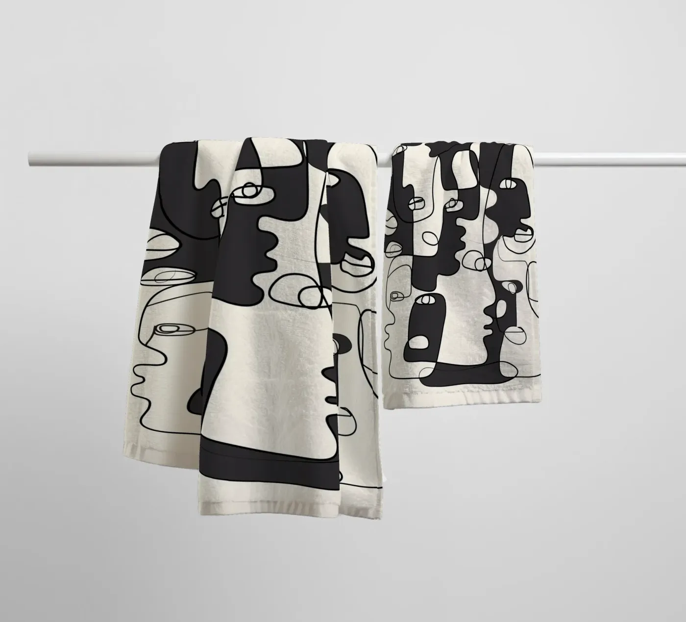 Abstract Faces 2 badhanddoek van Flow Line