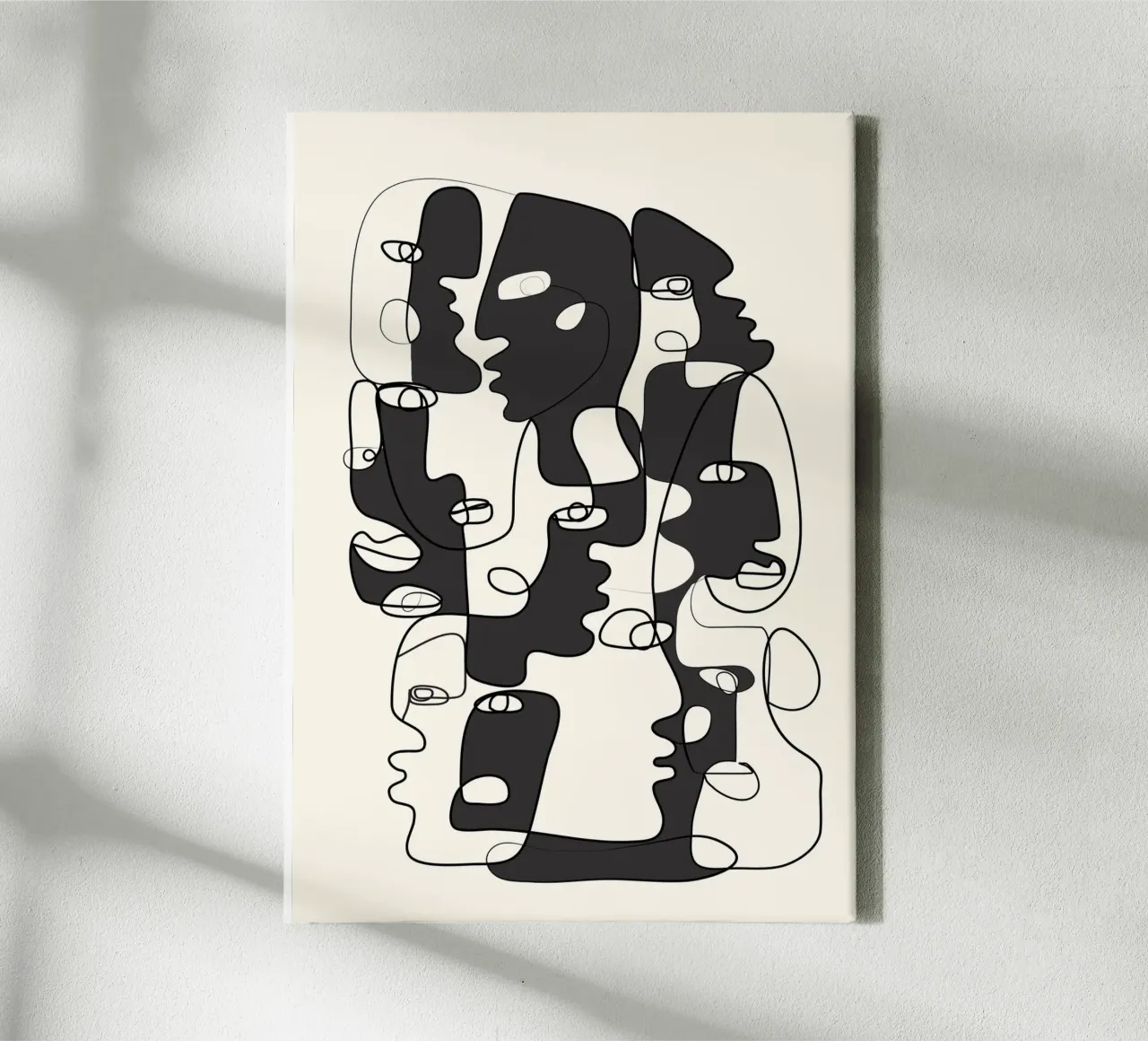 Abstract Faces 2 canvas met Baklijst van Flow Line