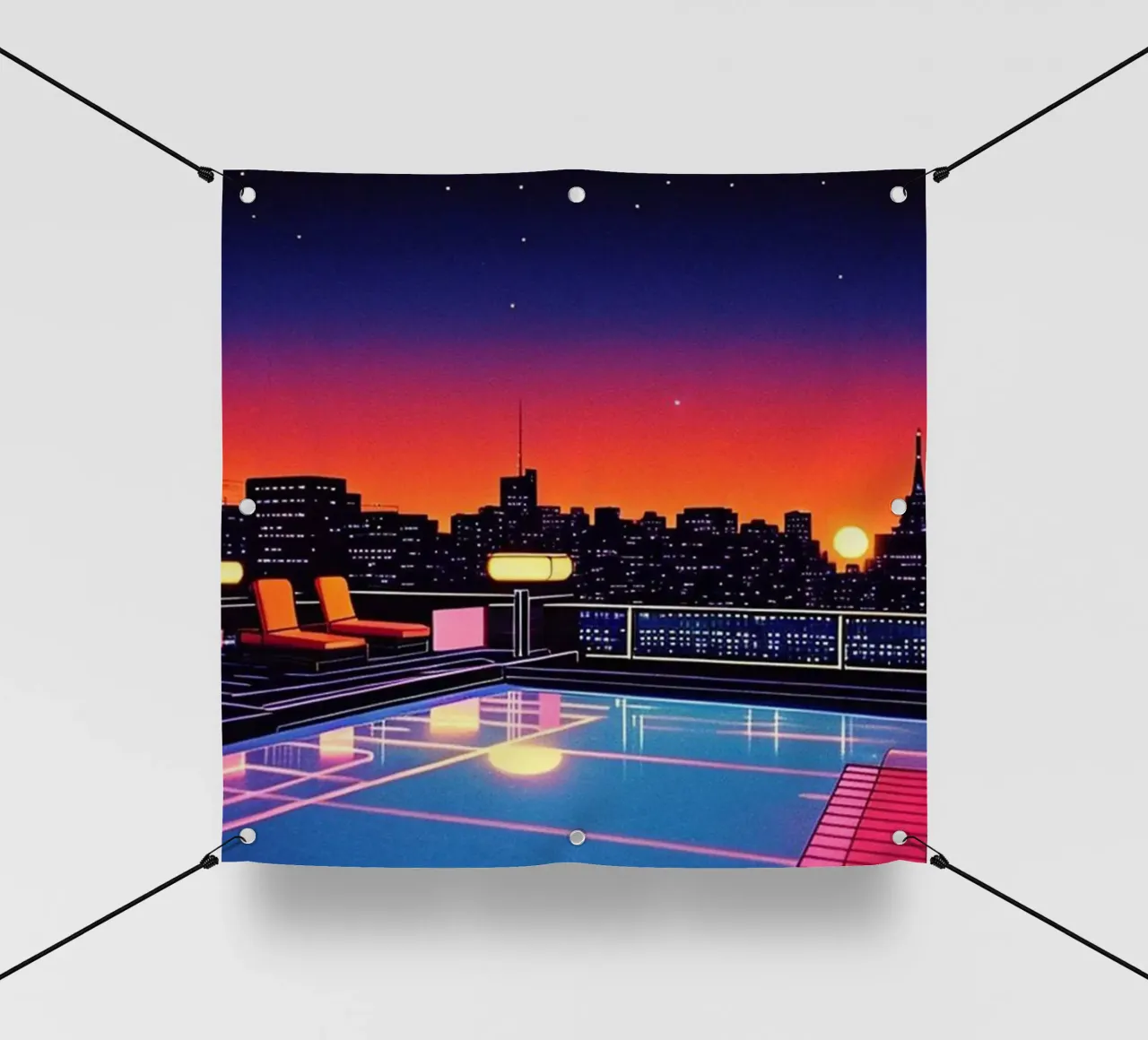 Notte in piscina - Hiroshi Nagai telo in pvc da Perdana shop