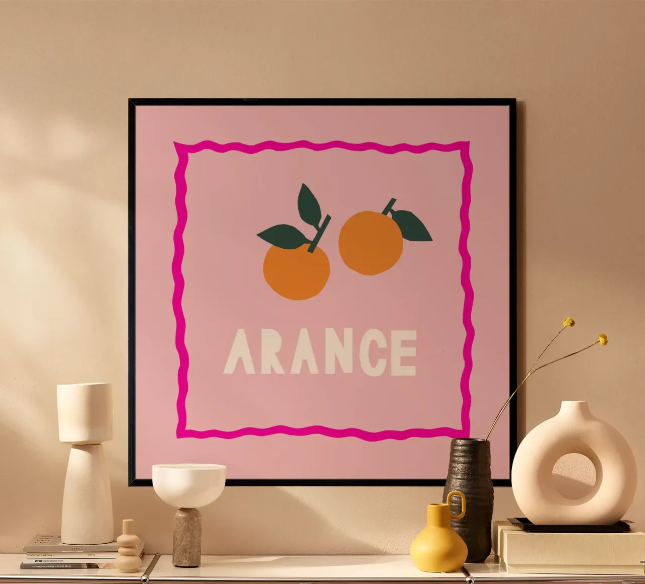 Arance poster con telaio in legno da Iris Knabenschuh Design