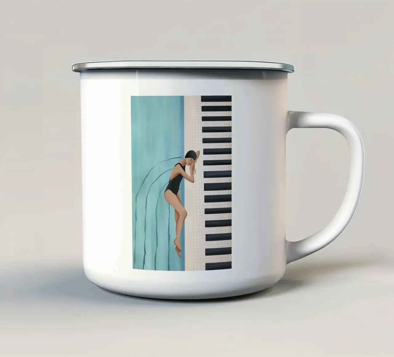 Relaxation by the Pool Emaille Tasse von Flow Line