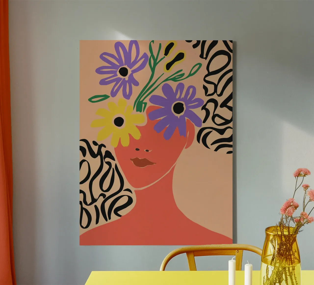 Portrait of a woman with summer on her mind | Relaxed lightness canvas with Floater frame by Autofocus