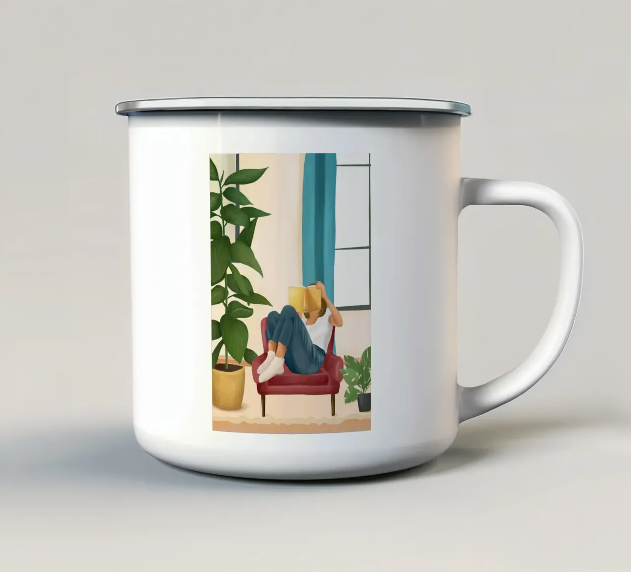 Sulle pagine di un libro tazza in smalto da Flow Line