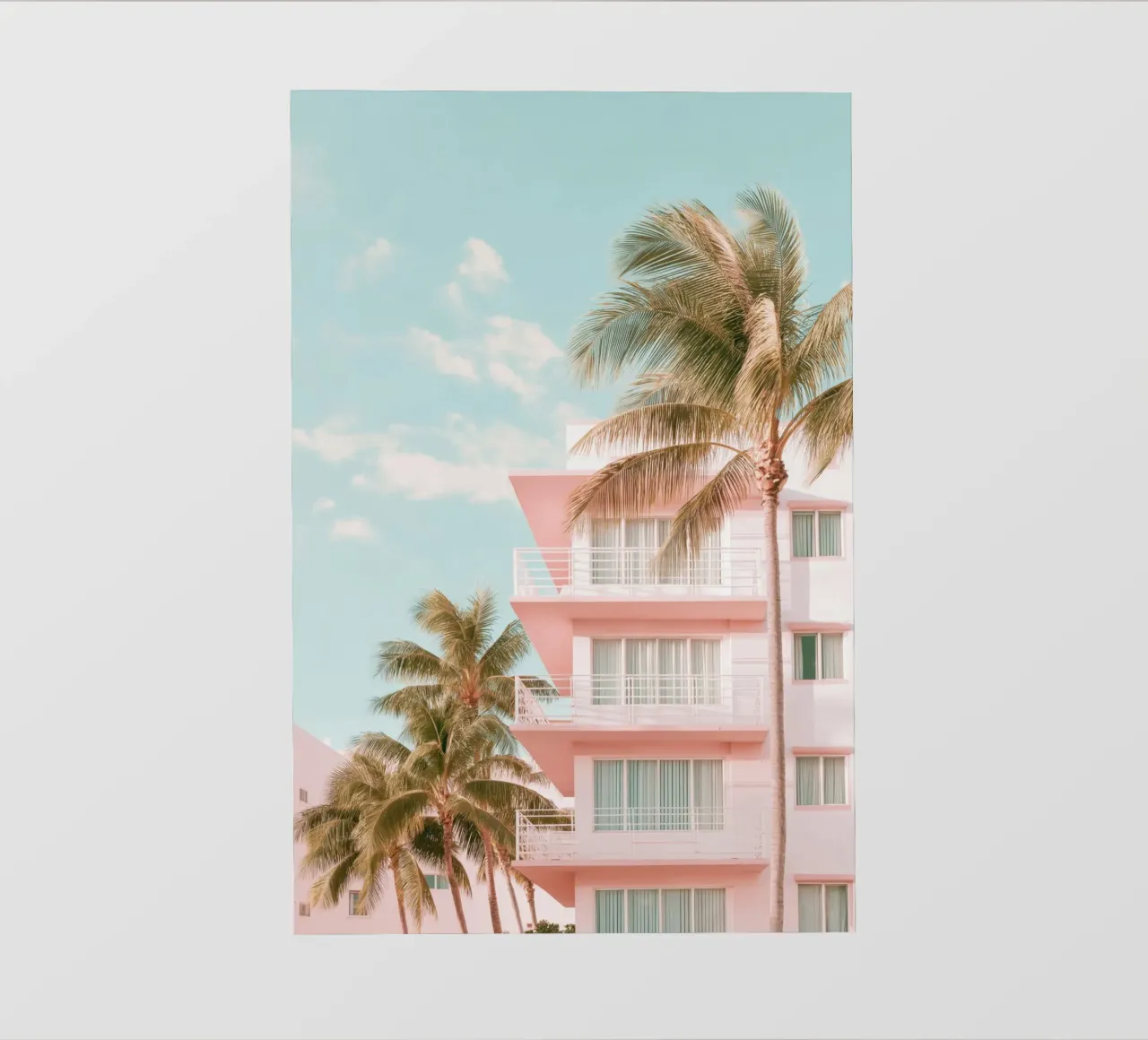 Edificio tropicale rosa pastello pellicola backlit da Indigo Tides Art