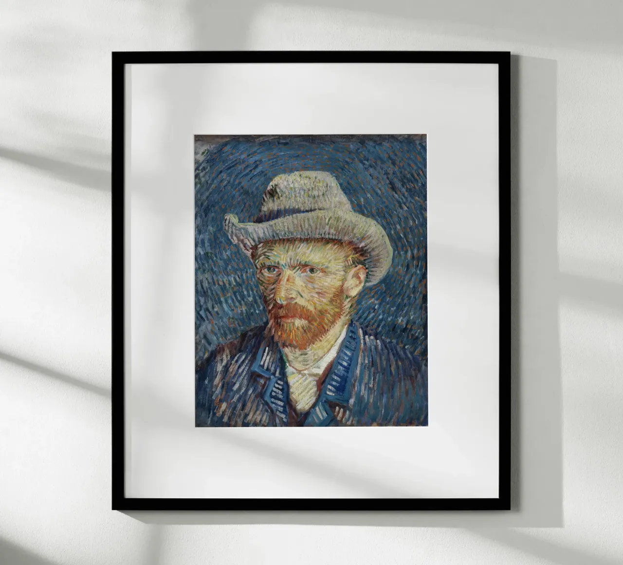 Vincent van Goghs Selbstporträt mit grauem Filzhut Poster mit Kunststoffrahmen von Van Gogh Prints