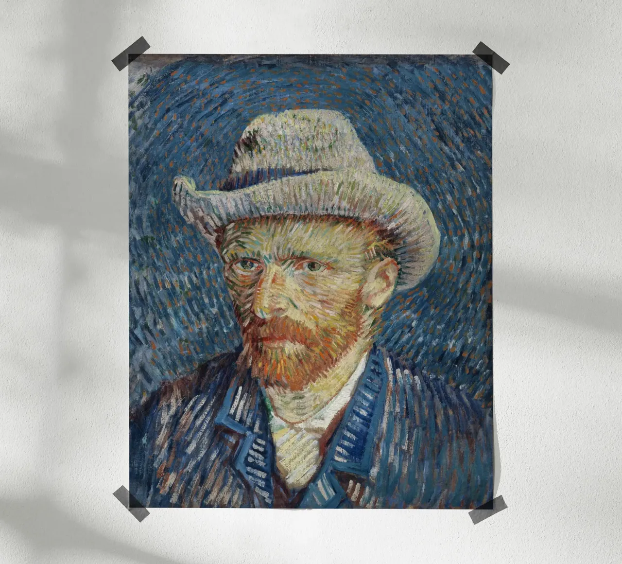 Vincent van Goghs Selbstporträt mit grauem Filzhut Poster mit Kunststoffrahmen von Van Gogh Prints