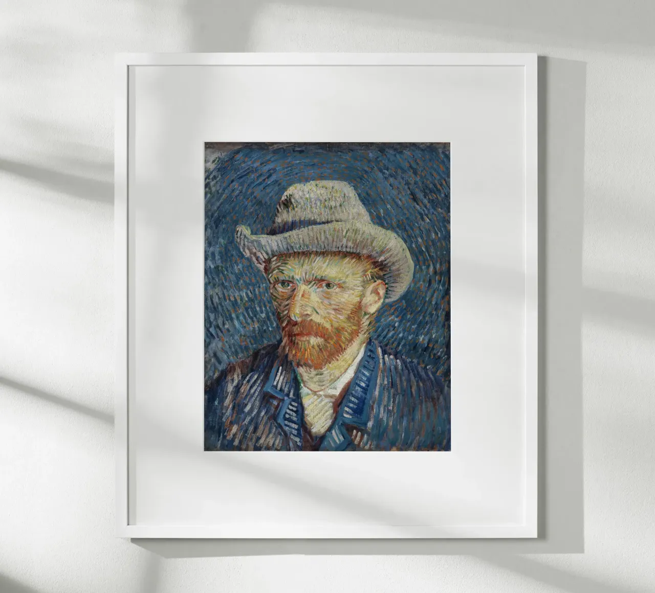 Vincent van Goghs Selbstporträt mit grauem Filzhut Poster mit Kunststoffrahmen von Van Gogh Prints