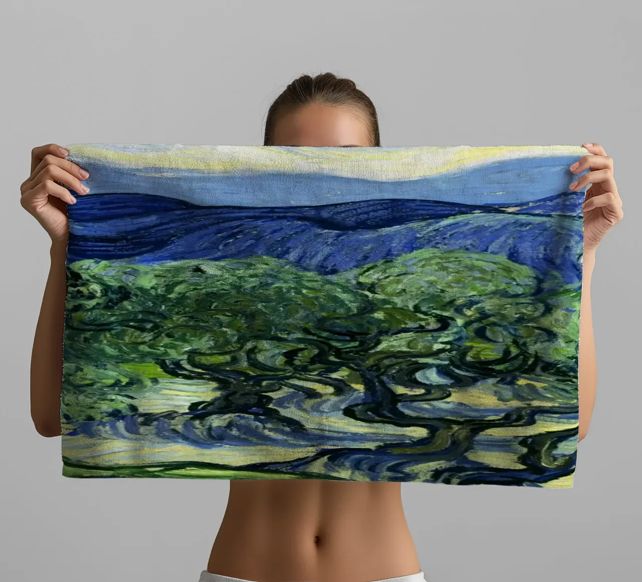 Vincent van Gogh's Olive Trees with the Alpilles in the Back towel by Van Gogh Prints