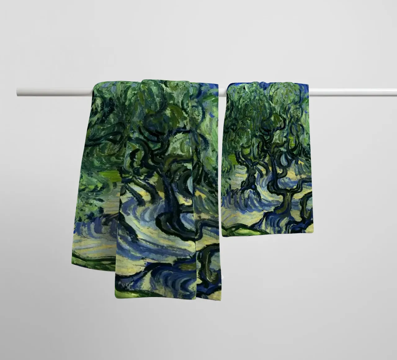 Vincent van Gogh's Olive Trees with the Alpilles in the Back towel by Van Gogh Prints