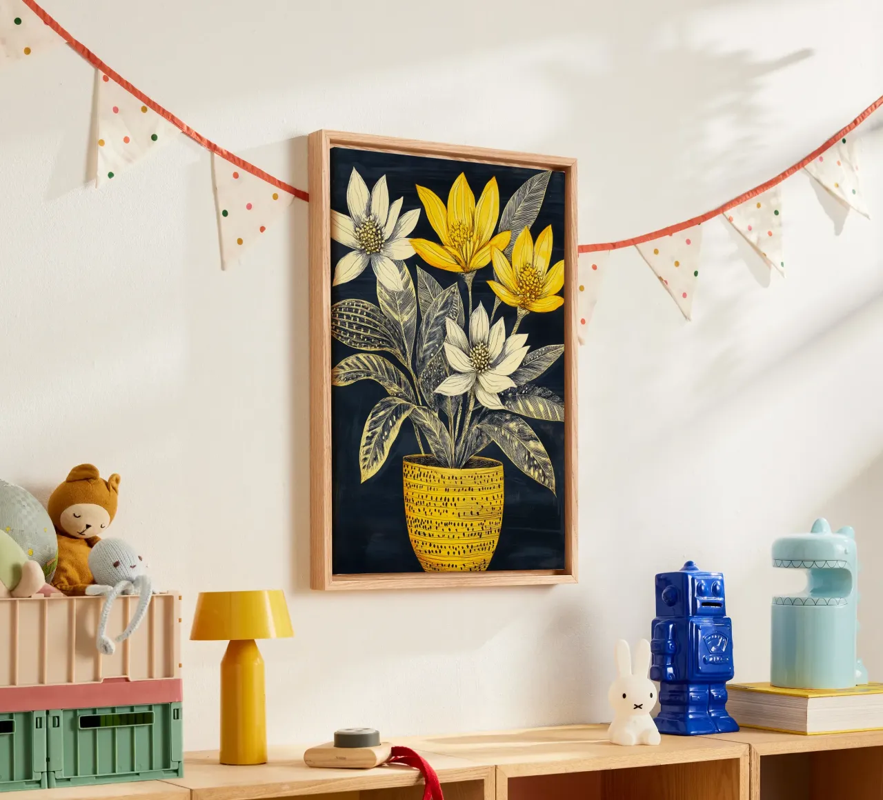 Fiori di margherite tela con Cornice a cassetta da Justyna Jaszke JBJart