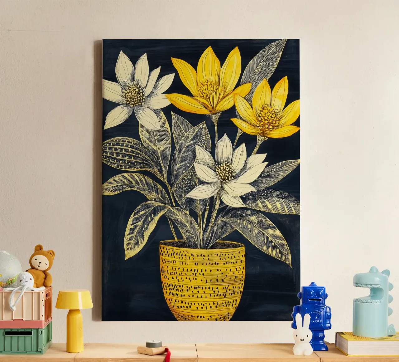 Fiori di margherite tela con Cornice a cassetta da Justyna Jaszke JBJart