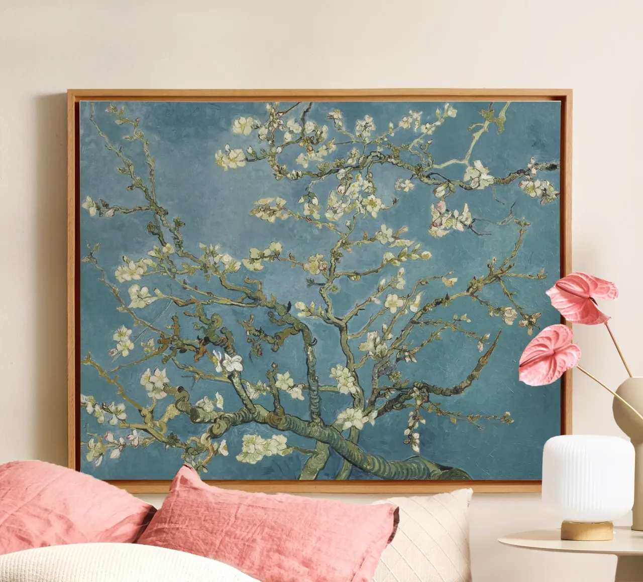 Mandorlo in fiore di Vincent van Gogh tela con Cornice a cassetta da Venus Art
