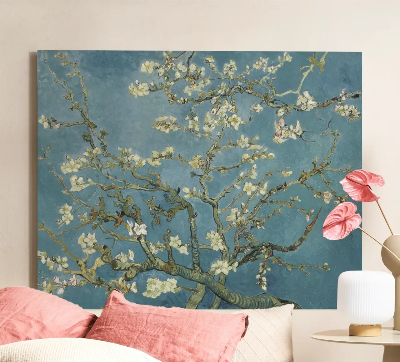 Mandorlo in fiore di Vincent van Gogh tela con Cornice a cassetta da Venus Art