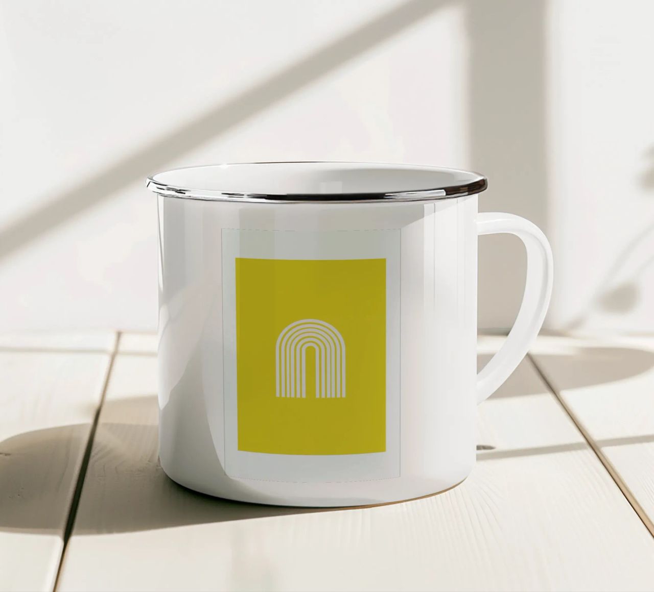 Rainbow in Yellow tazza in smalto da Pure