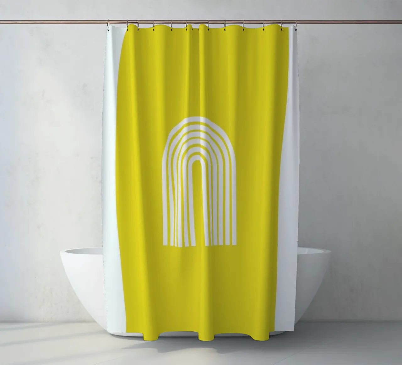 Rainbow in Yellow shower curtain by Pure