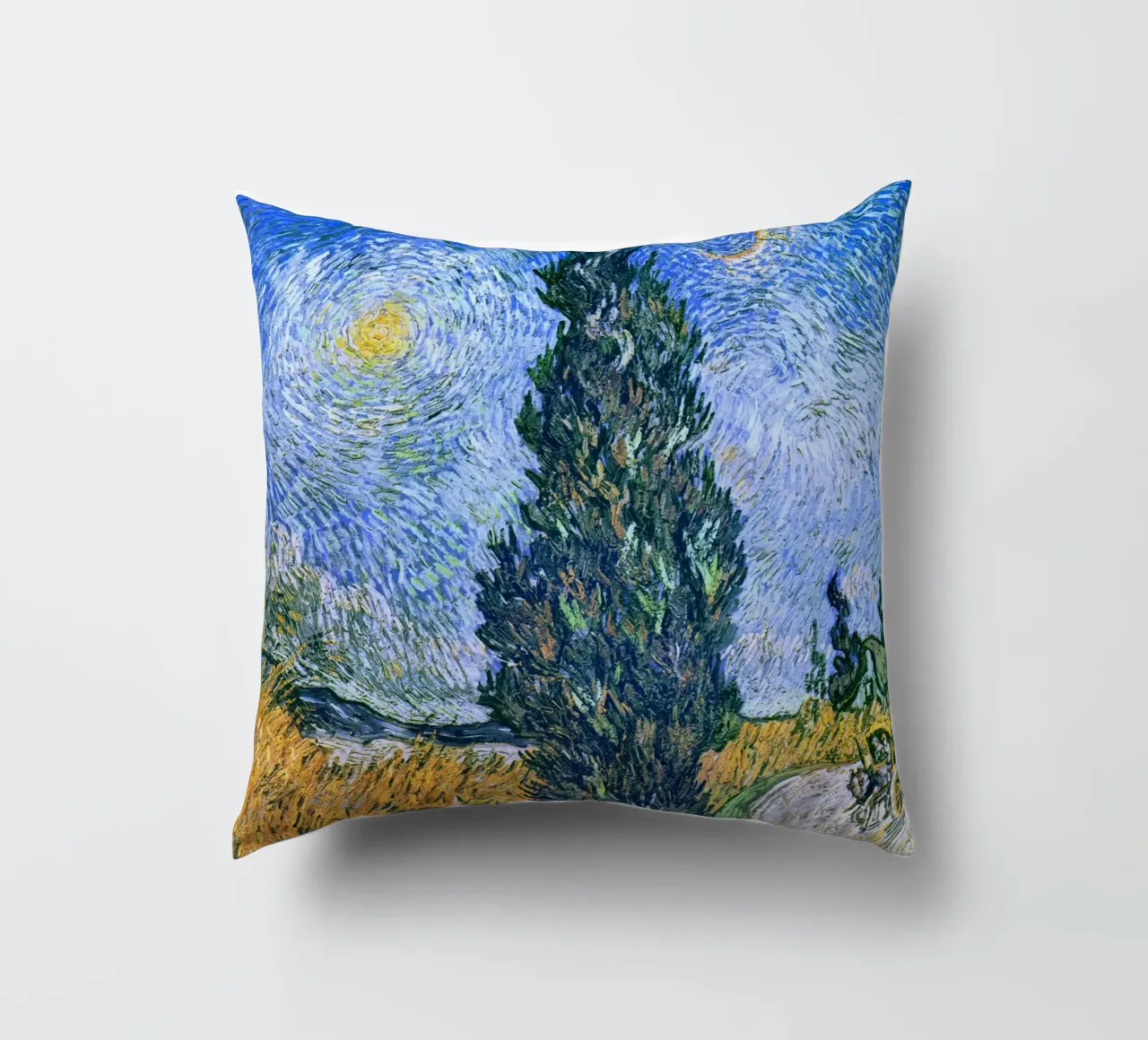 Strada con cipresso e stella di Vincent van Gogh (1890) cuscino da Van Gogh Prints
