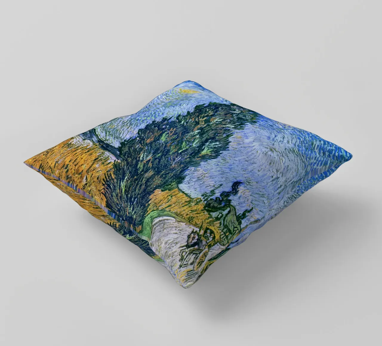 Strada con cipresso e stella di Vincent van Gogh (1890) cuscino da Van Gogh Prints