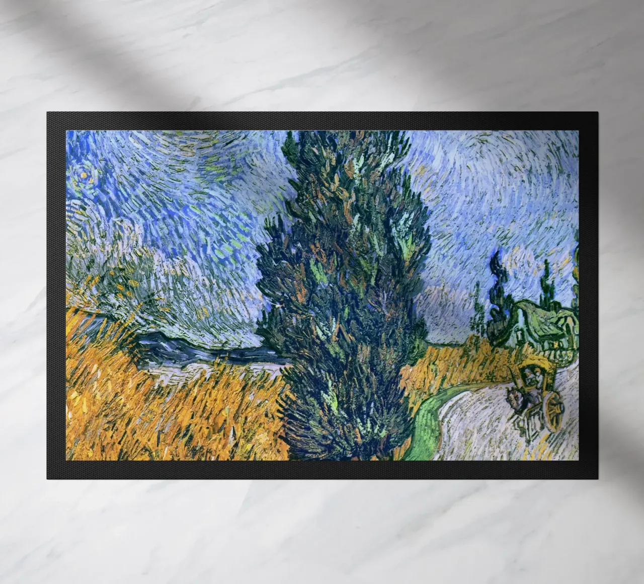 Strada con cipresso e stella di Vincent van Gogh (1890) zerbino da Van Gogh Prints