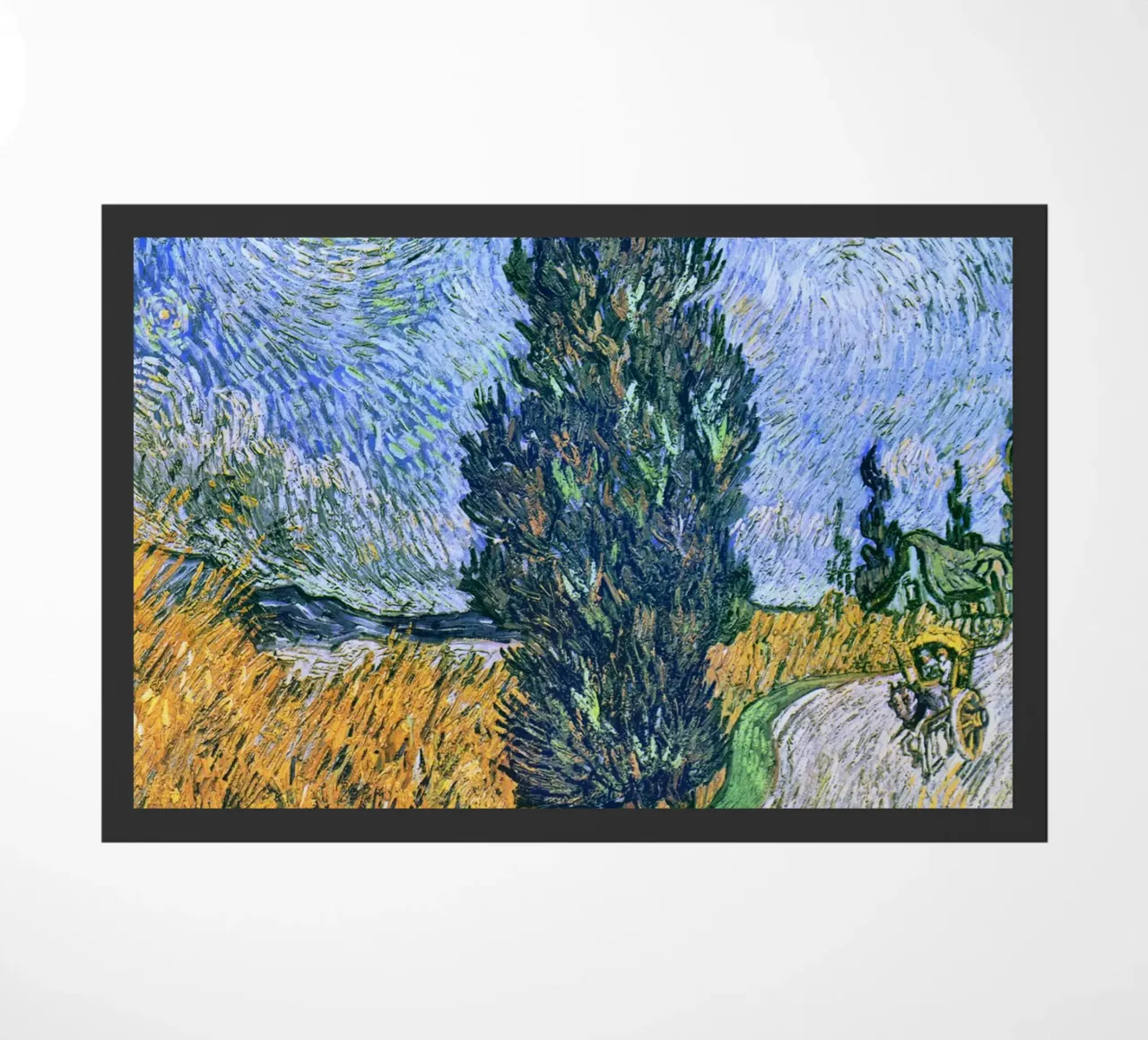 Strada con cipresso e stella di Vincent van Gogh (1890) zerbino da Van Gogh Prints