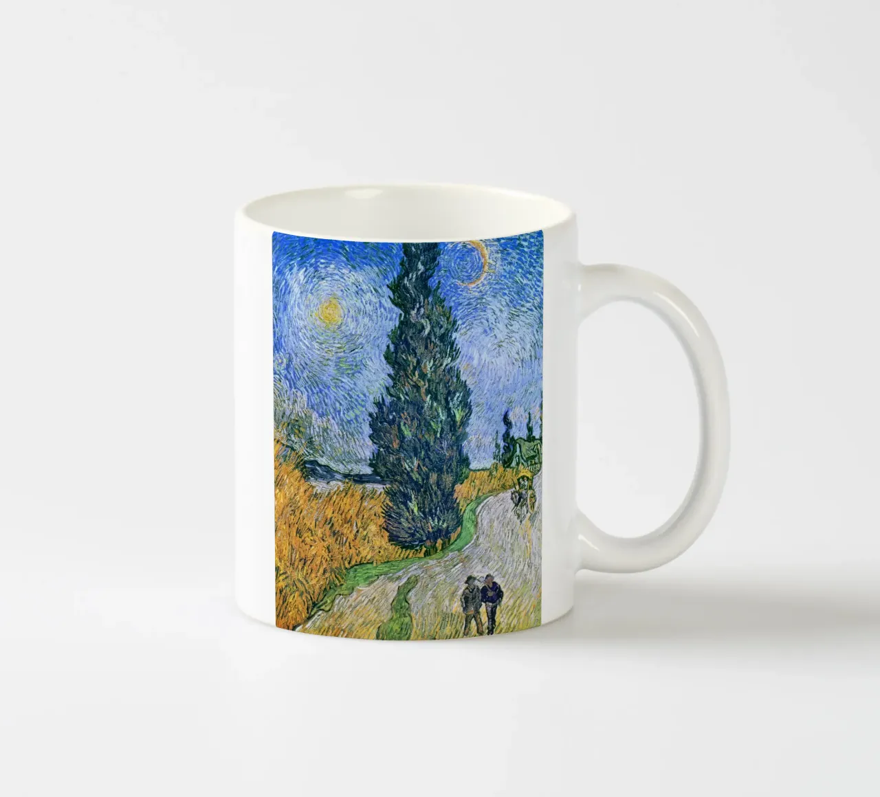 Strada con cipresso e stella di Vincent van Gogh (1890) tazza in ceramica da Van Gogh Prints