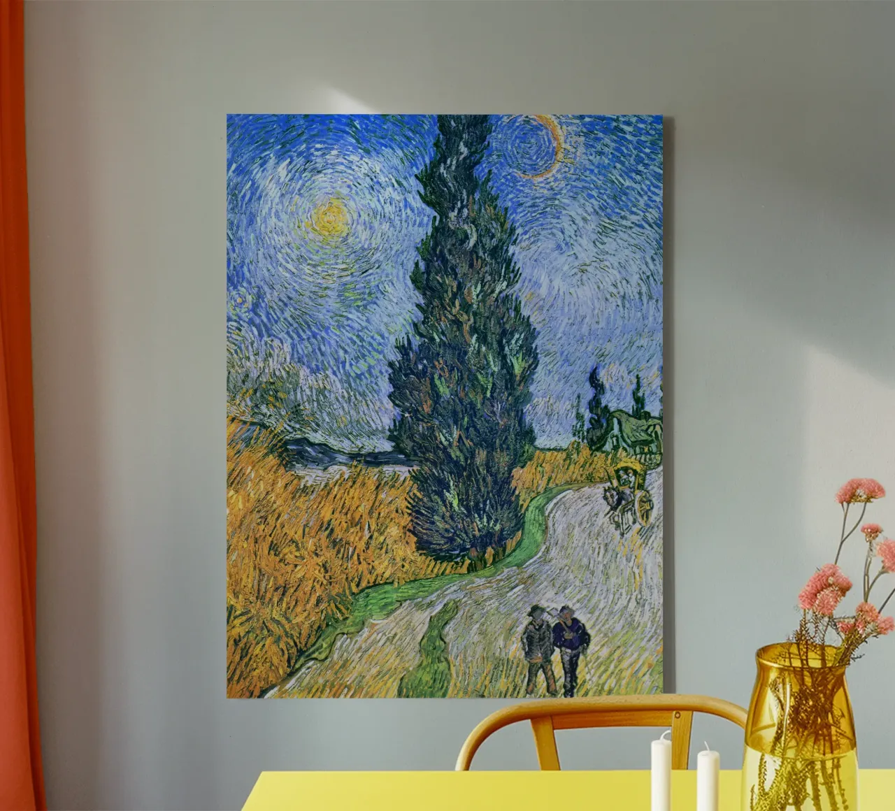 Road with Cypress and Star by Vincent van Gogh (1890) canvas with Floater frame by Van Gogh Prints