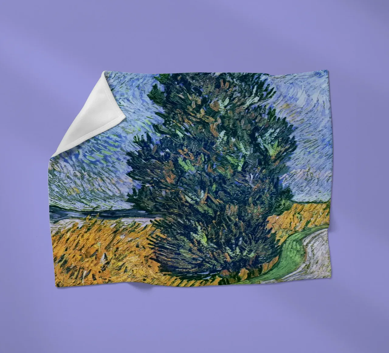 Strada con cipresso e stella di Vincent van Gogh (1890) coperta in pile da Van Gogh Prints