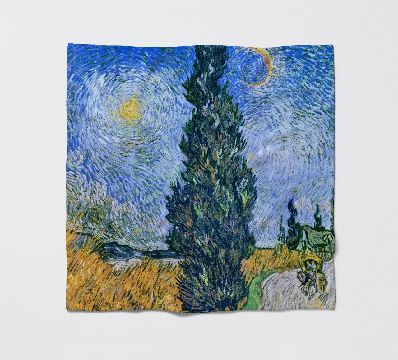 Strada con cipresso e stella di Vincent van Gogh (1890) coperta in pile da Van Gogh Prints