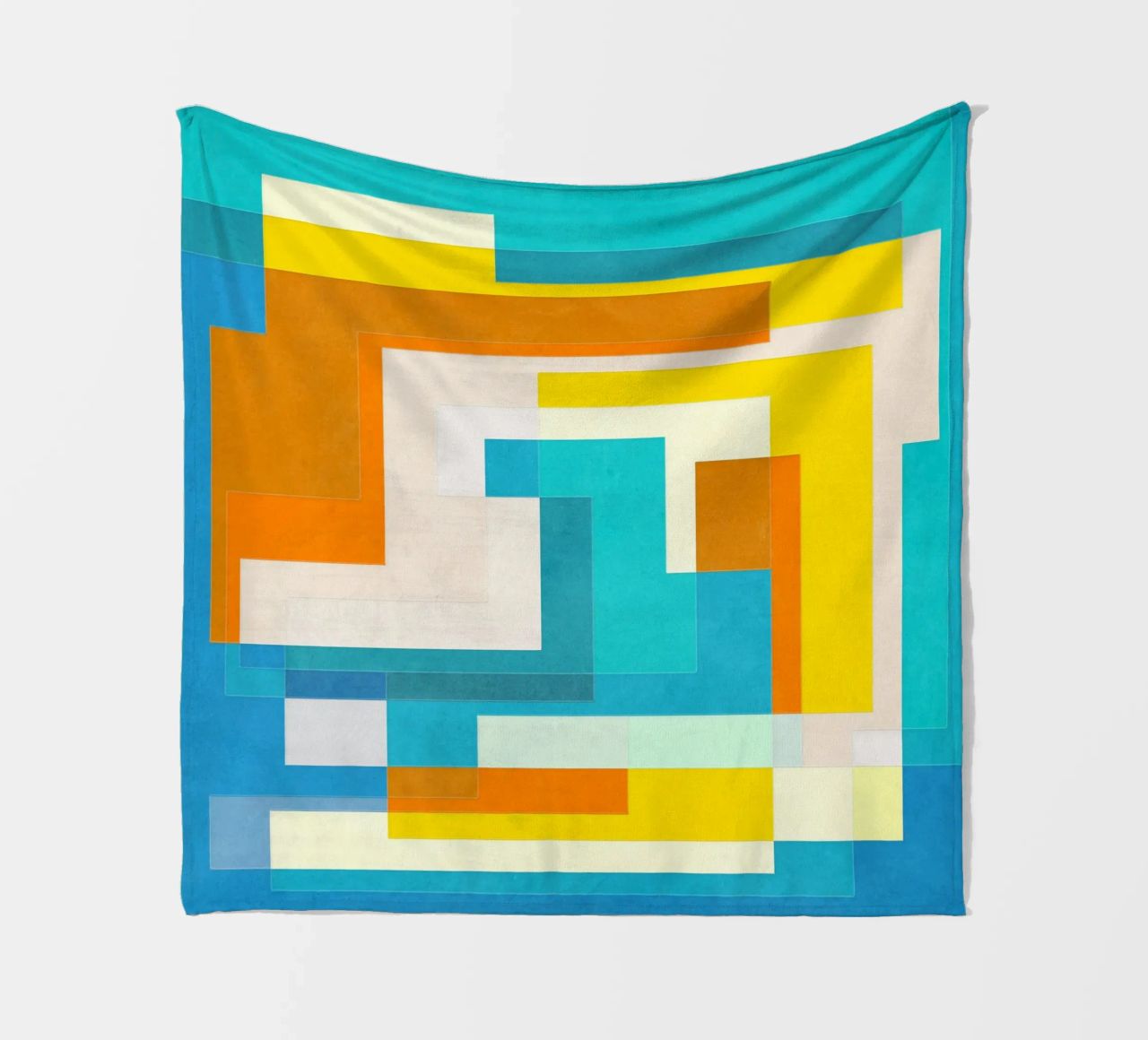 Forward - Forme geometriche astratte di colore blu verde acqua coperta in pile da lovely lines