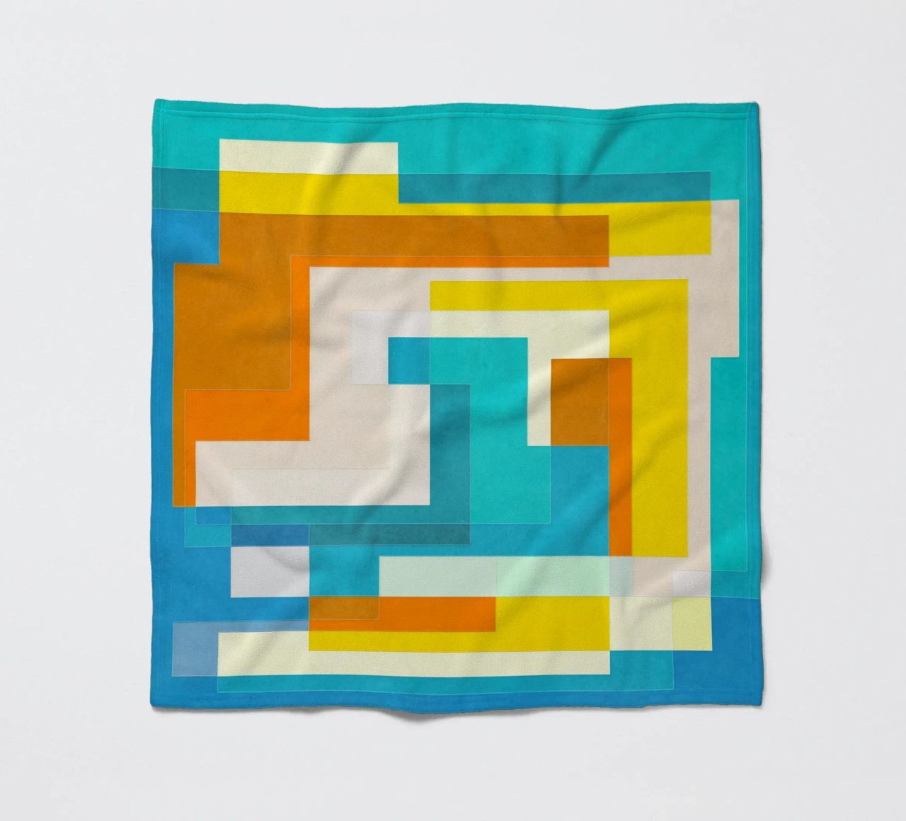 Forward - Forme geometriche astratte di colore blu verde acqua coperta in pile da lovely lines