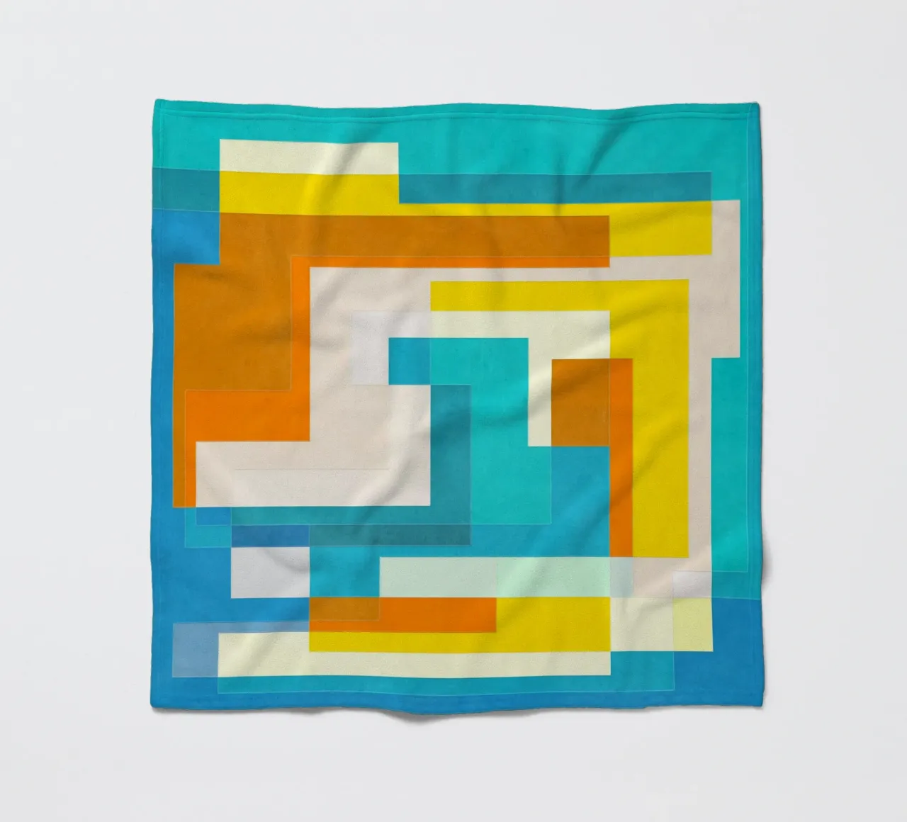 Forward - Abstract Geometric Teal Blue Shapes fleece blanket by lovely lines