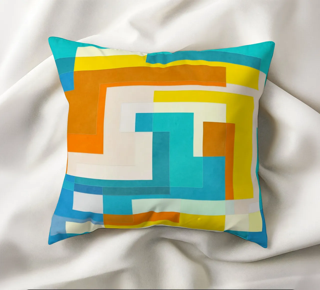 Forward - Forme geometriche astratte di colore blu verde acqua cuscino da Abstract 888