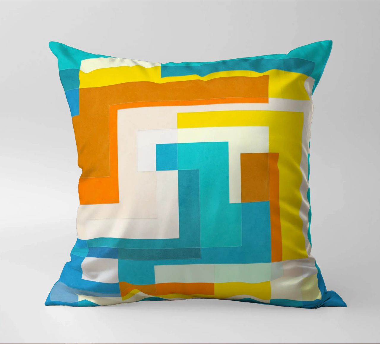 Forward - Forme geometriche astratte di colore blu verde acqua cuscino da lovely lines