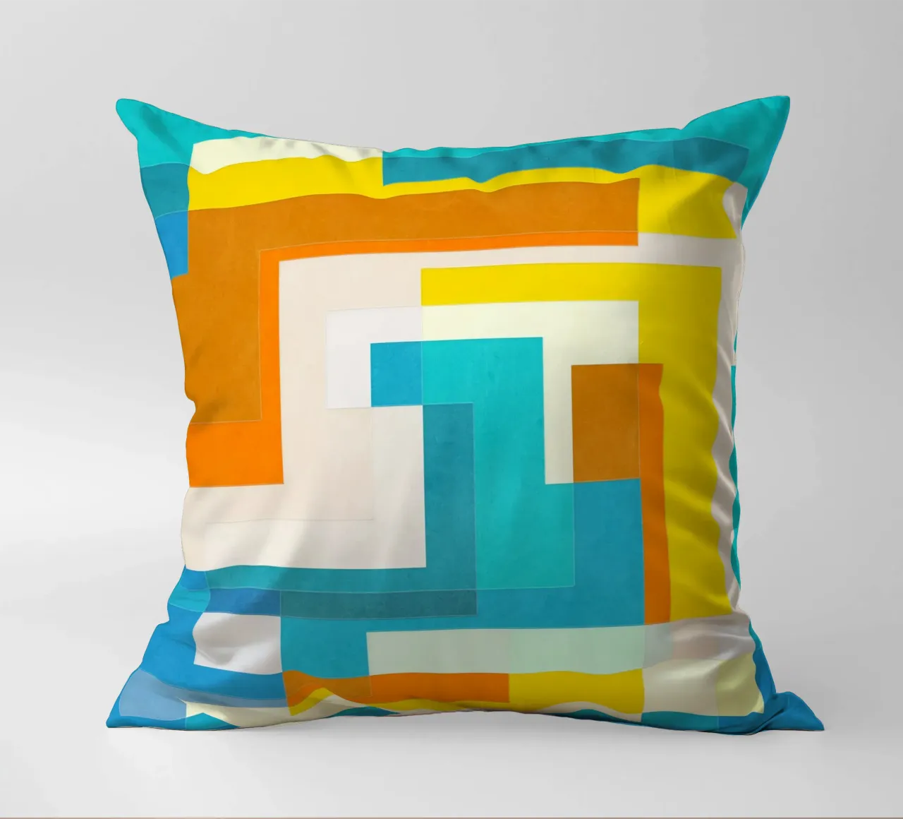 Forward - Forme geometriche astratte di colore blu verde acqua cuscino da Abstract 888