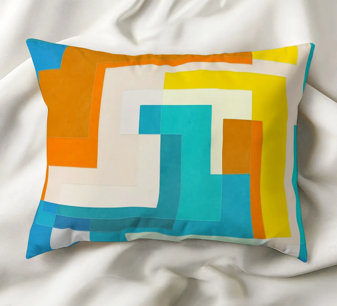 Forward - Forme geometriche astratte di colore blu verde acqua cuscino da Abstract 888