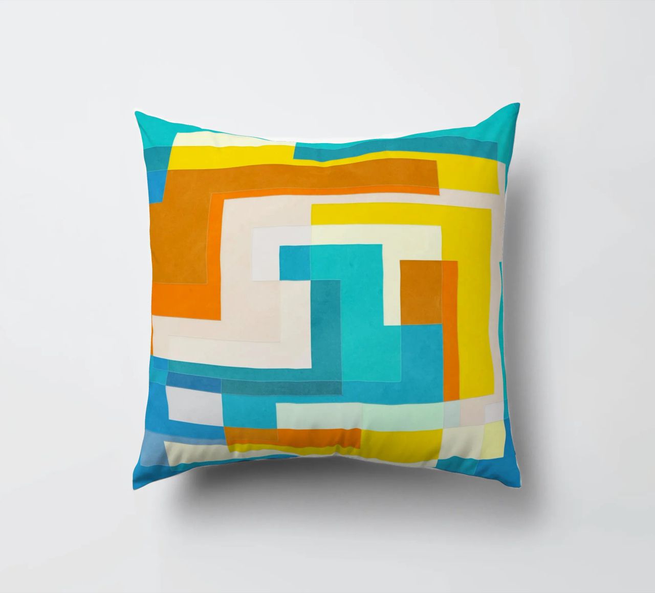 Forward - Forme geometriche astratte di colore blu verde acqua cuscino da lovely lines