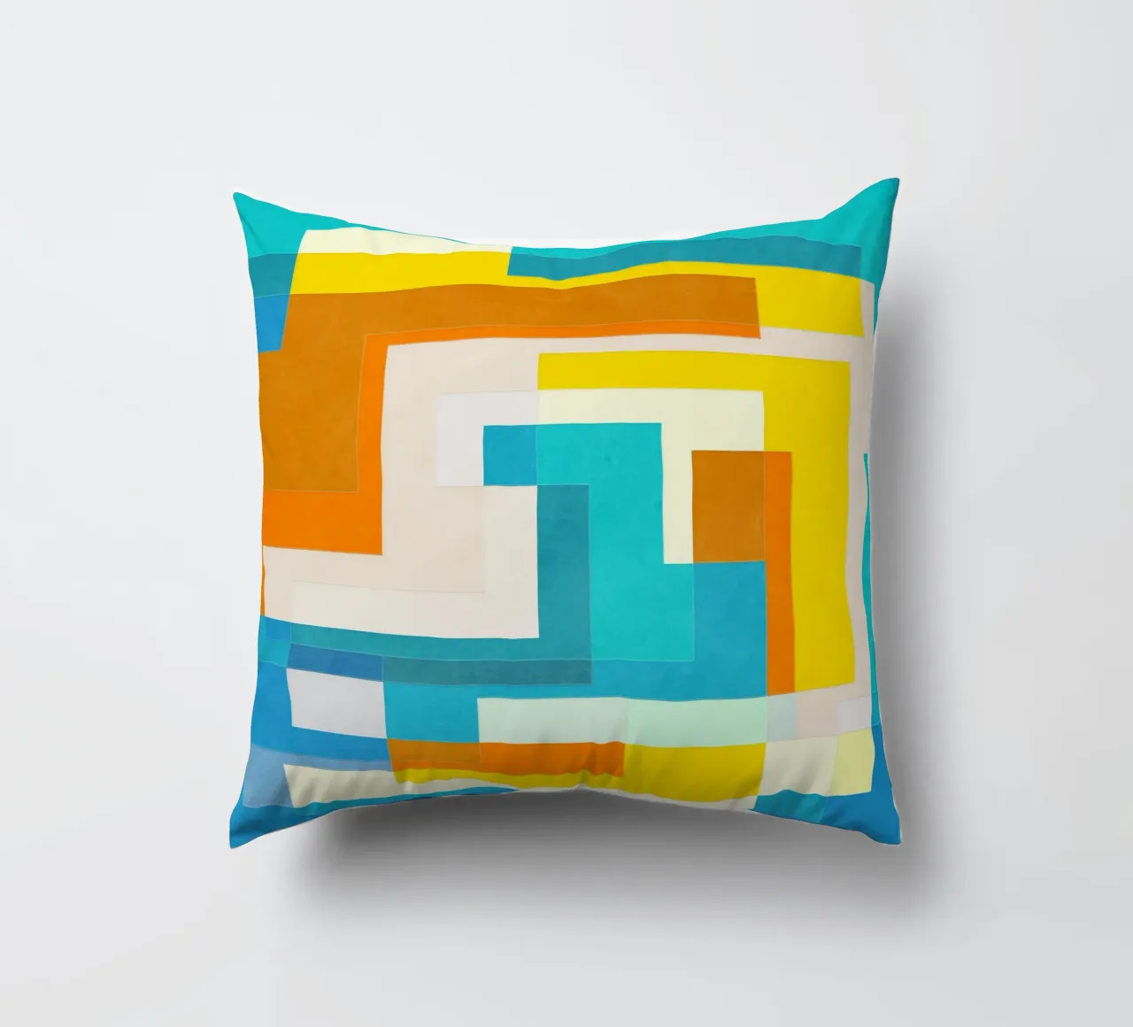 Forward - Forme geometriche astratte di colore blu verde acqua cuscino da Abstract 888