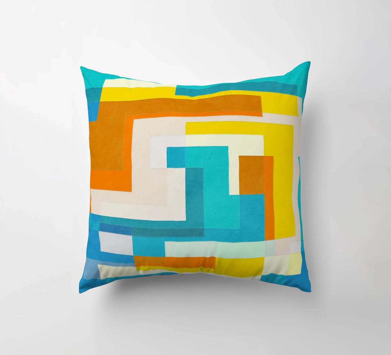 Forward - Forme geometriche astratte di colore blu verde acqua cuscino da lovely lines