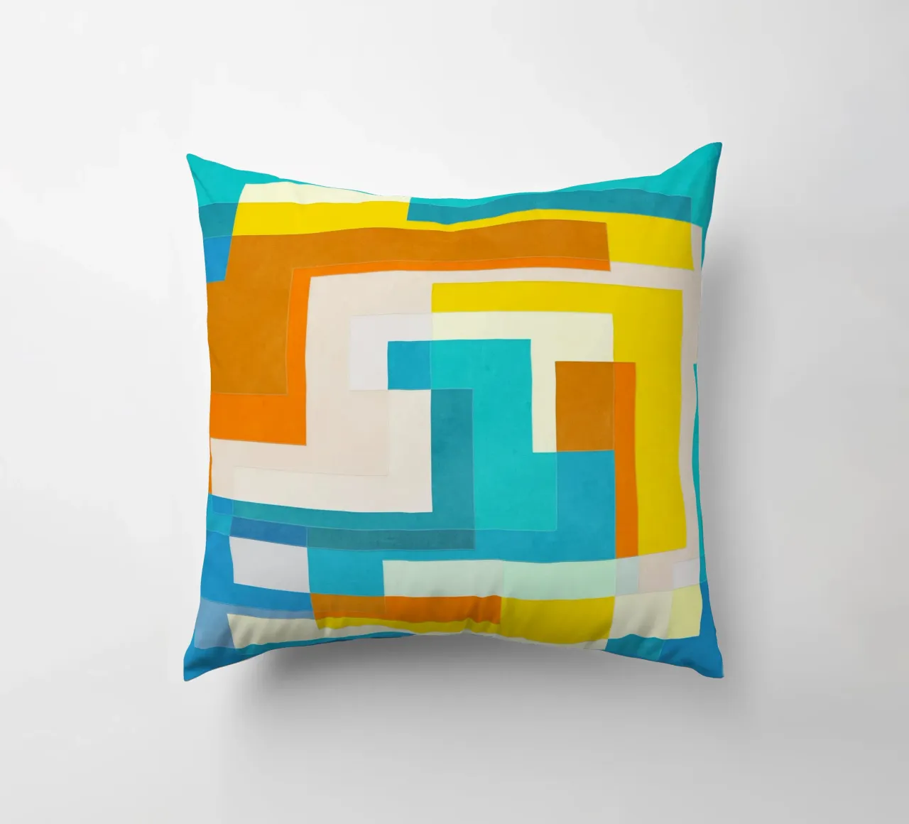 Forward - Forme geometriche astratte di colore blu verde acqua cuscino da Abstract 888