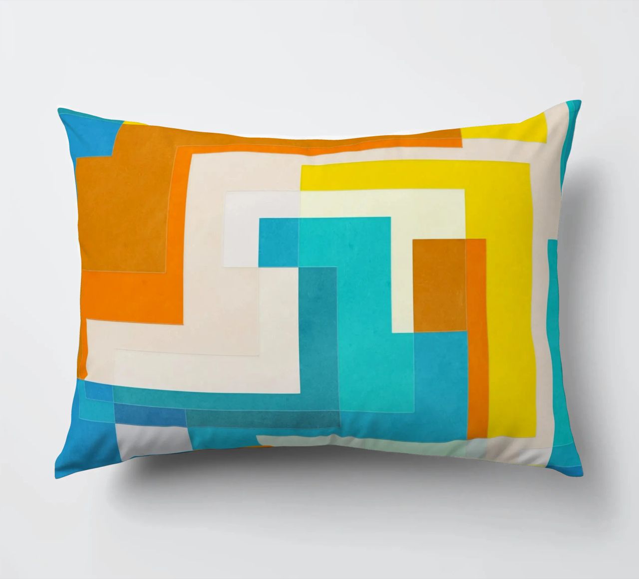 Forward - Forme geometriche astratte di colore blu verde acqua cuscino da lovely lines