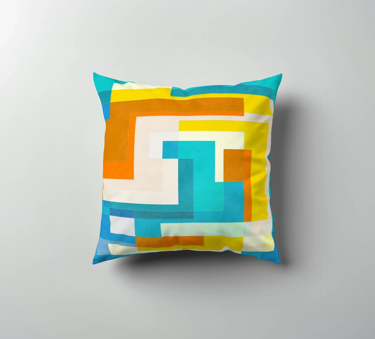 Forward - Forme geometriche astratte di colore blu verde acqua cuscino da lovely lines