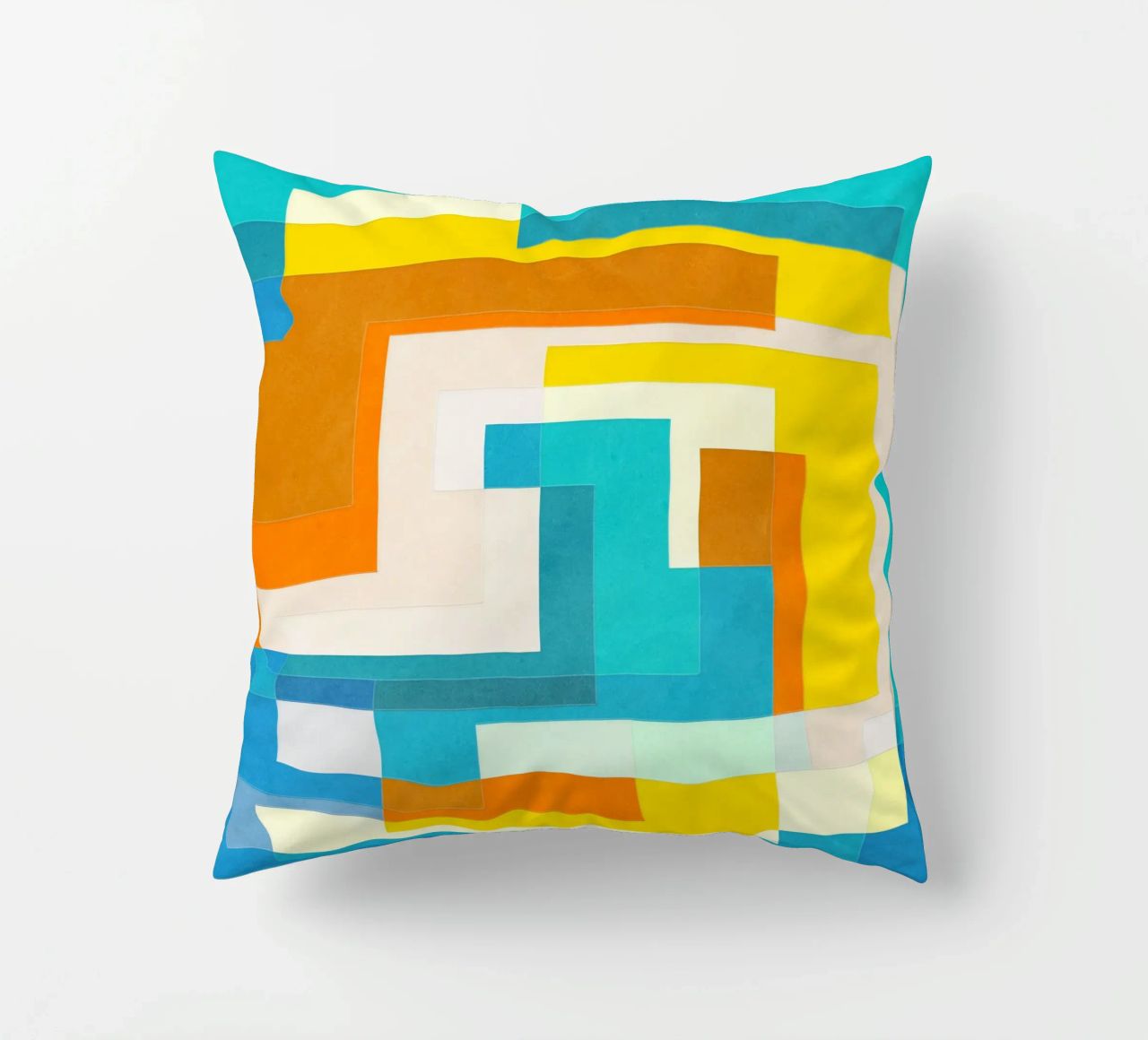 Forward - Forme geometriche astratte di colore blu verde acqua cuscino da lovely lines
