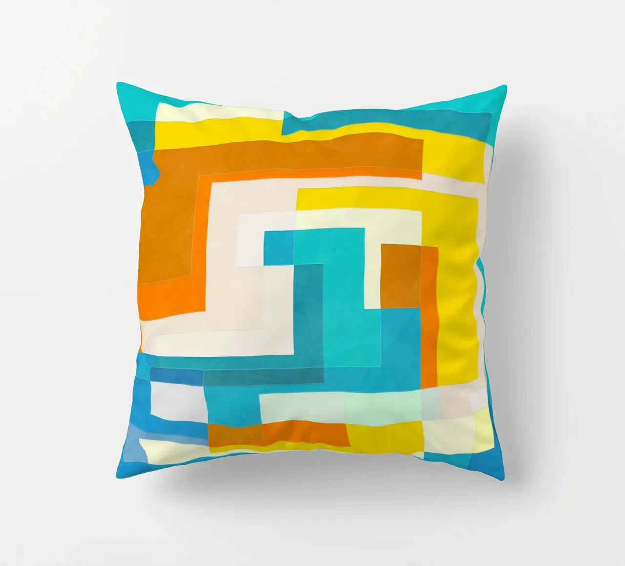 Forward - Forme geometriche astratte di colore blu verde acqua cuscino da Abstract 888