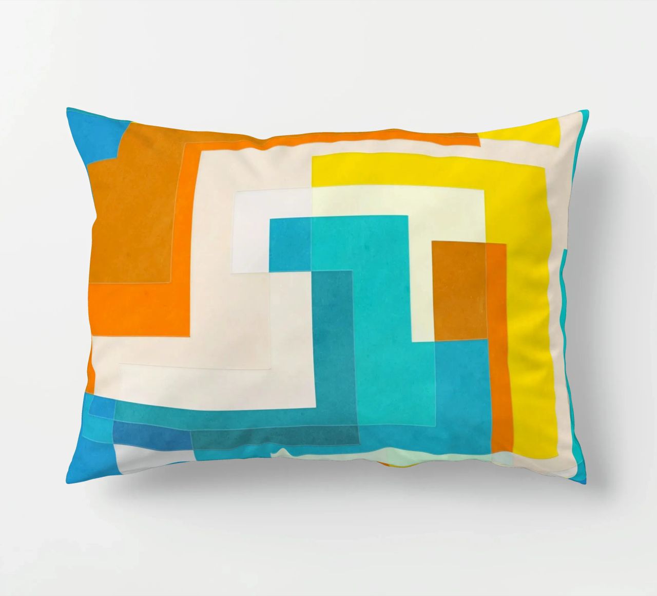 Forward - Forme geometriche astratte di colore blu verde acqua cuscino da lovely lines